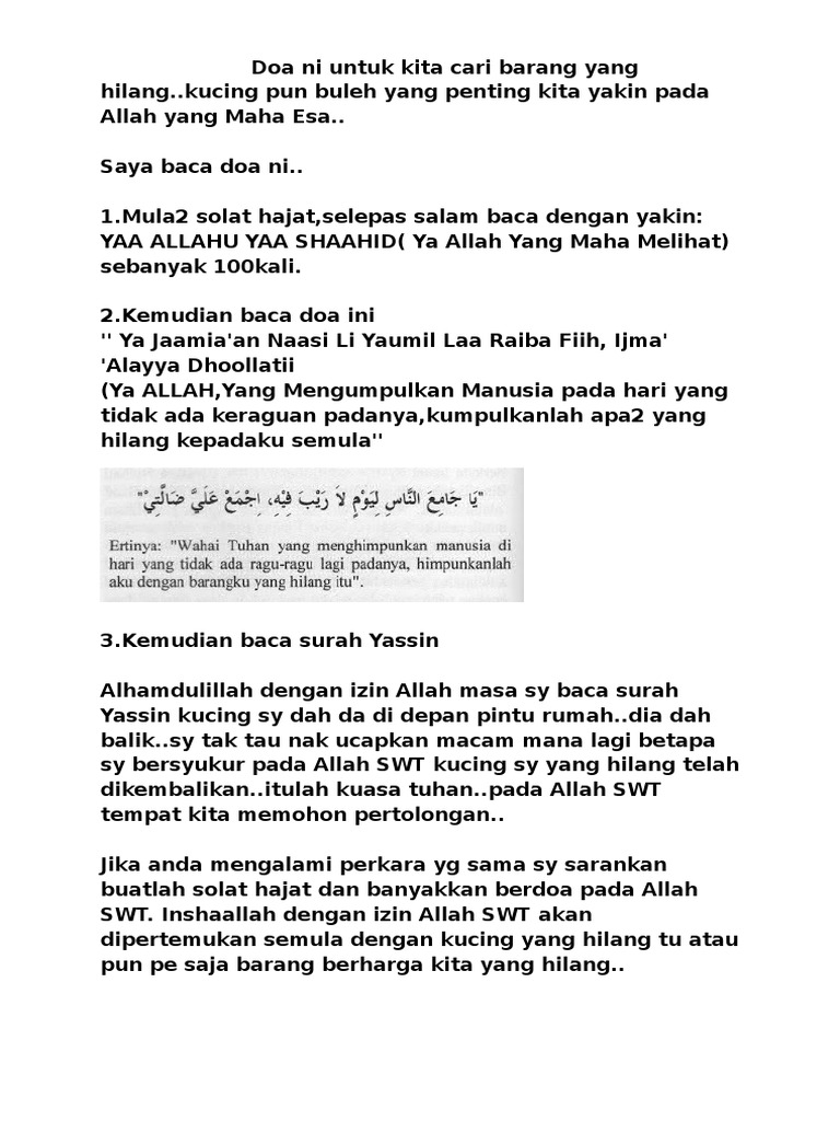 Doa Ni Untuk Kita Cari Barang Yang Hilang Pdf