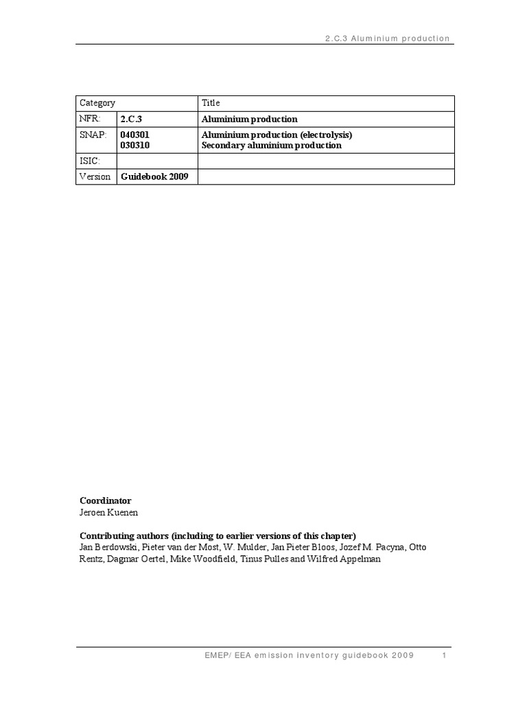 2.C.3 Aluminium Production GB2009 PDF | PDF | Aluminium Oxide ...
