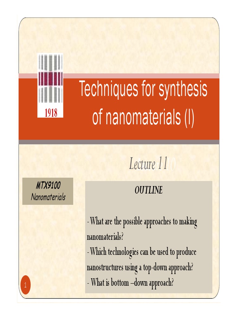 Nanomaterial Synthesis Techniques | PDF