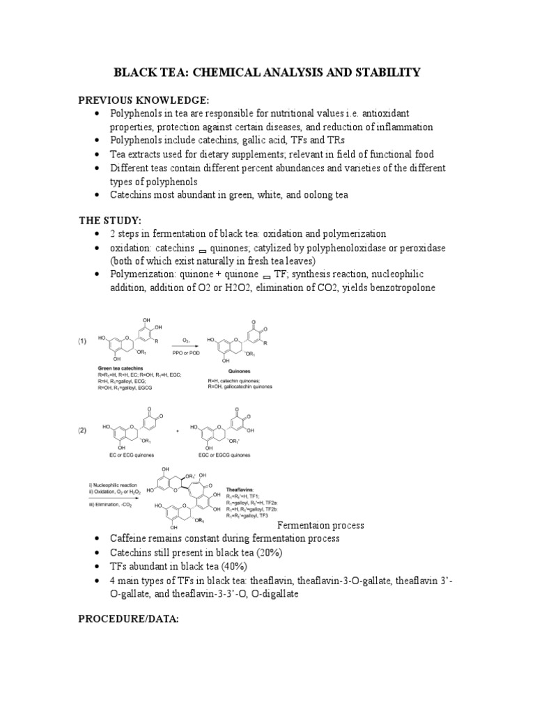 Black Tea: Chemical Composition Insights | PDF | Polyphenol | Tea