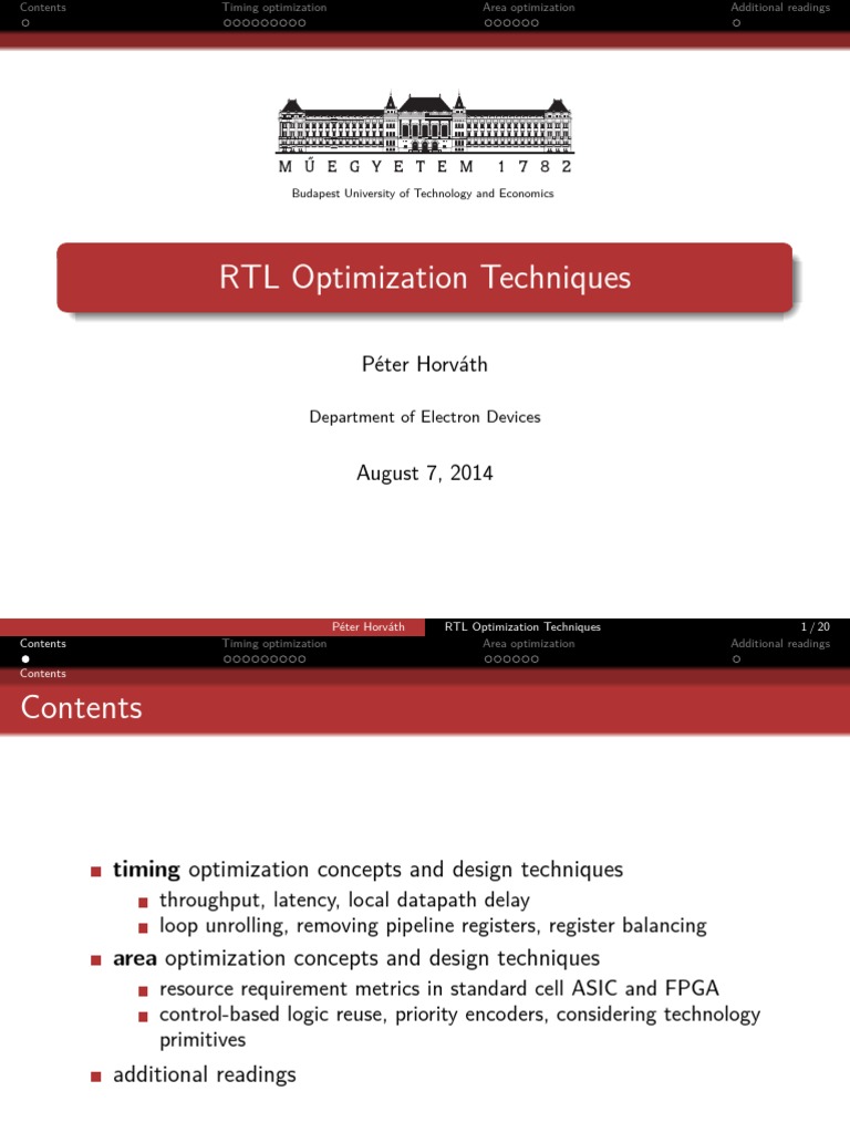 07 RTL Optimization Techniques | PDF | Field Programmable Gate Array ...