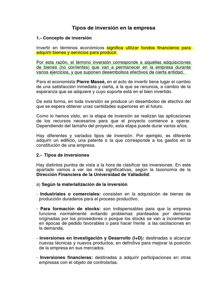 2.05 - Tipos de Inversion | PDF | Inversiones | Business