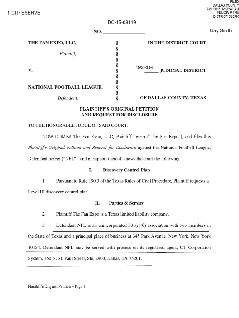 Fan Expo V NFL PDF Tortious Interference Damages