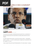 So You Think Politics in India Is Complicated Go To Sri Lanka!