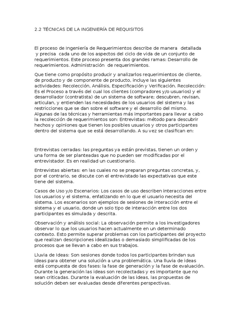 2.2 Técnicas de La Ingeniería de Requisitos Caso de uso
