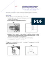 General Recommendations For Repair Operations of A Carraro Axle or Transmission