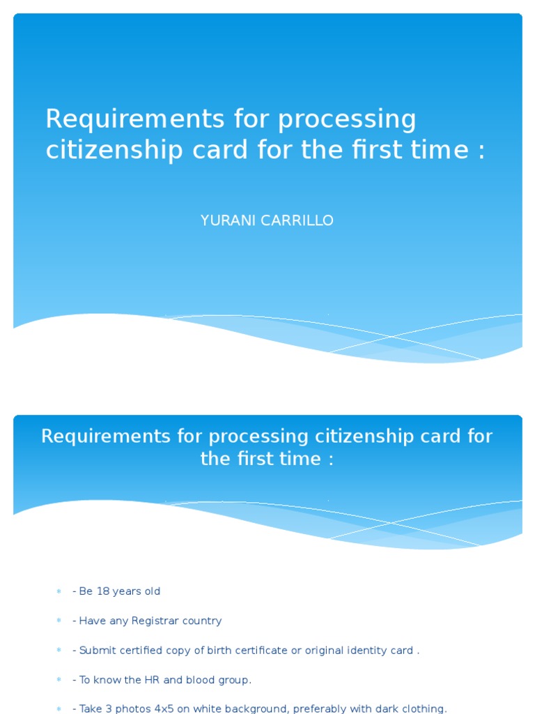 First-Time Citizenship Card Requirements | PDF