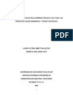 Diseño de Un Plan Haccp en La Empresa Proleca Ltda. para Los Productos Leche Saborizada y Yogurt Con Frutas