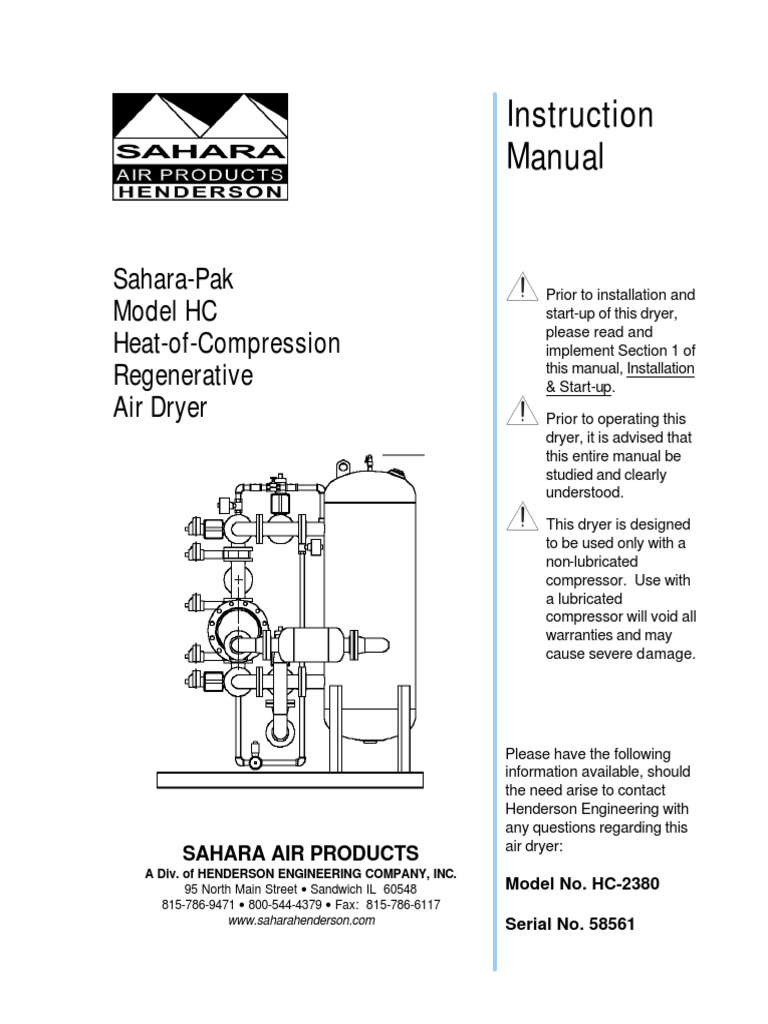 Sahara-Pak HC Air Dryer Manual | PDF | Valve | Clothes Dryer