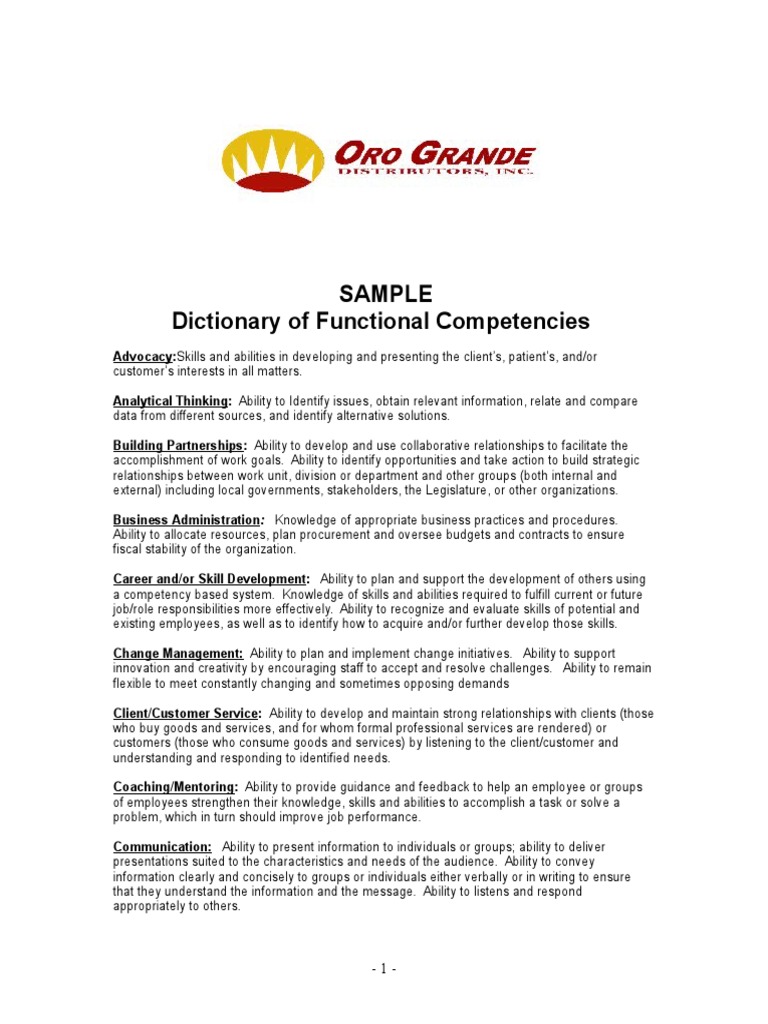 Competency Dictionary | Competence (Human Resources) | Business