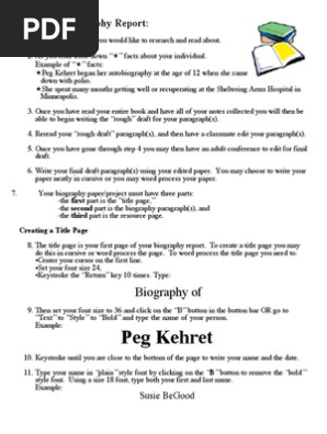 Writing a Biography Report: