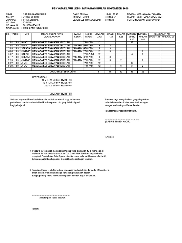 TNT Elaun Lebih Masa  PDF