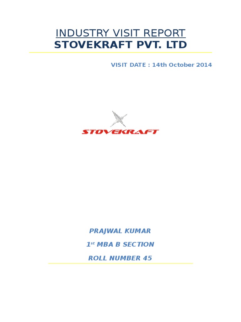 Industry Visit Report PDF Operations Management Marketing