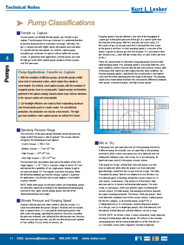 Pump Classifications: Transfer vs. Capture | PDF | Vacuum | Pump