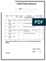 Faculty / Staff Daily Reports: Name of Faculty: HDP Department: EC