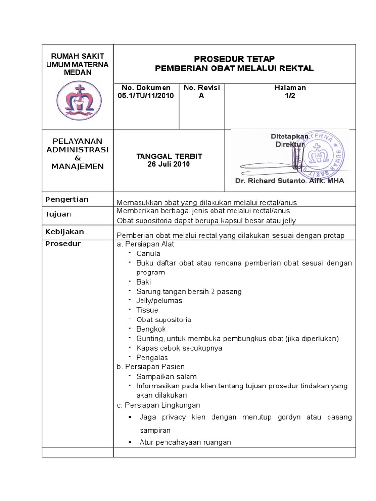 11 - Sop-Pemberian Obat Rektal | PDF | Pengembangan Diri | Sains ...