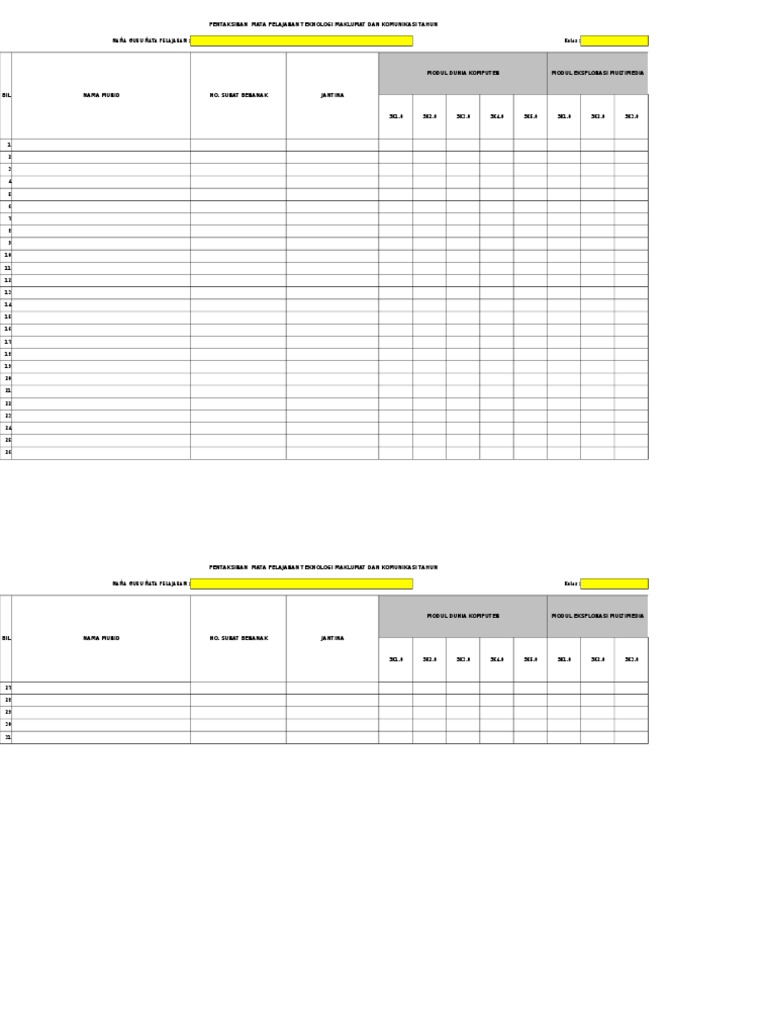 Template Offline TMK Teknologi Maklumat Komunikasi Pelaporan Tahun 4 | PDF