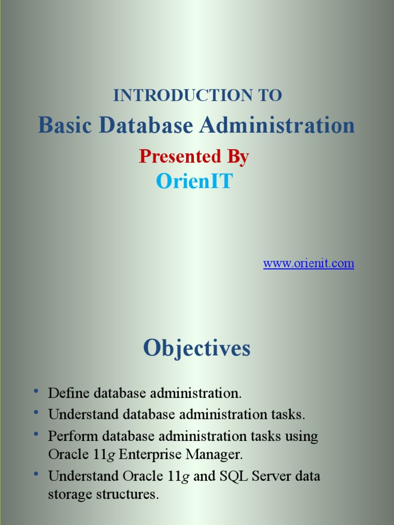 Basic Oracle Database Administration | PDF | Oracle Database | Databases