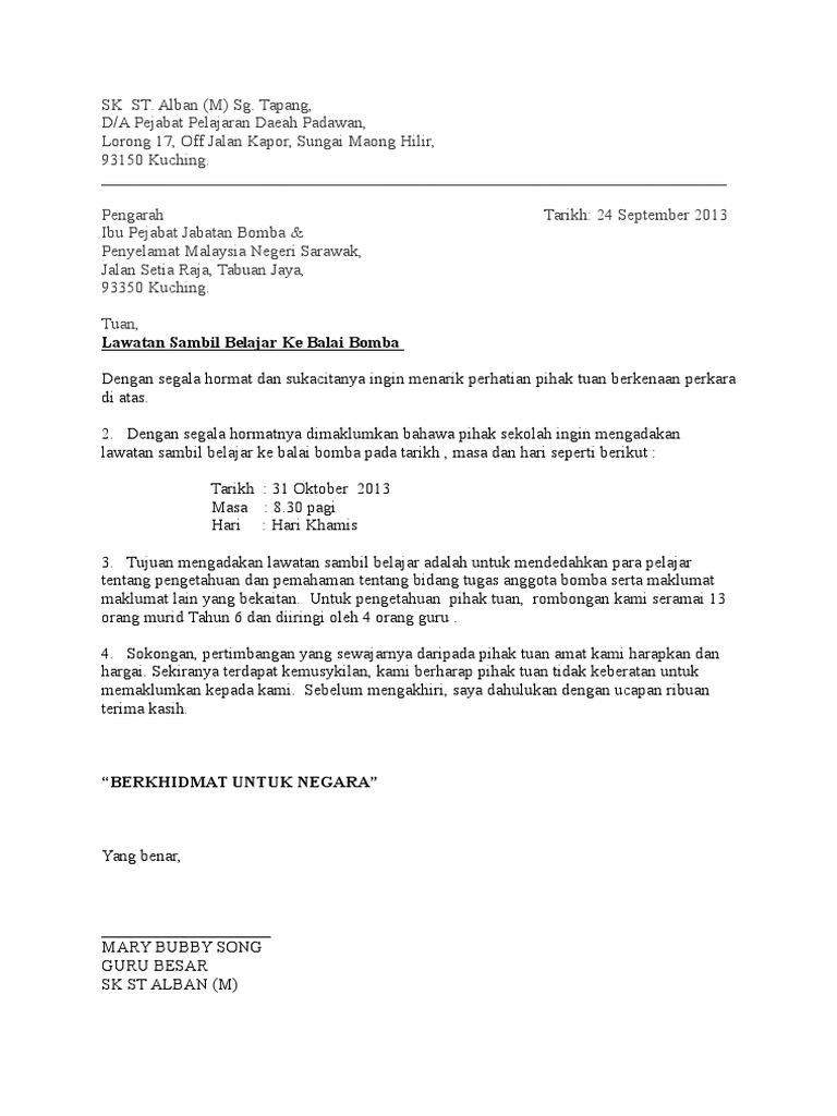 Contoh Surat Kebenaran Lawatan Pdf