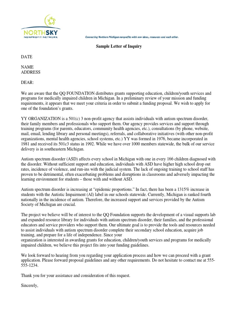 Sample Letter of Inquiry | PDF | Wellness