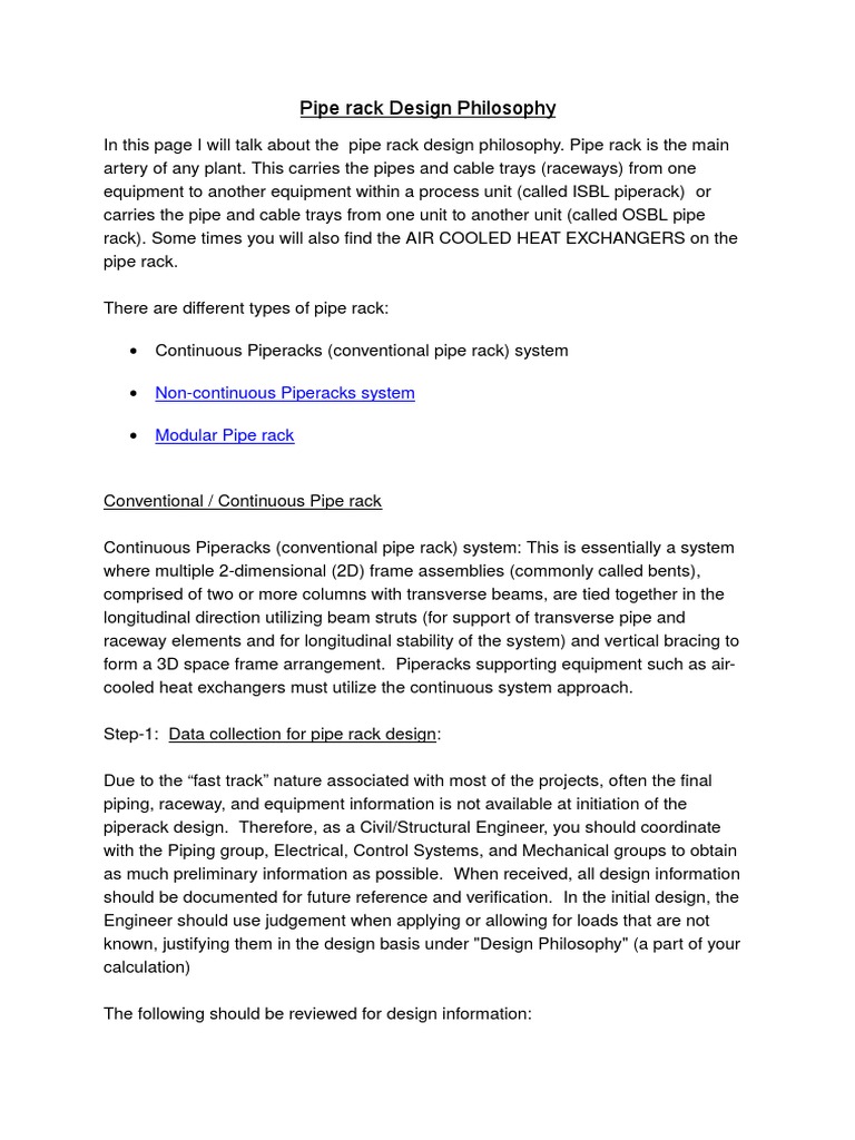 A Comprehensive Guide to Pipe Rack Design Philosophy and Methodology