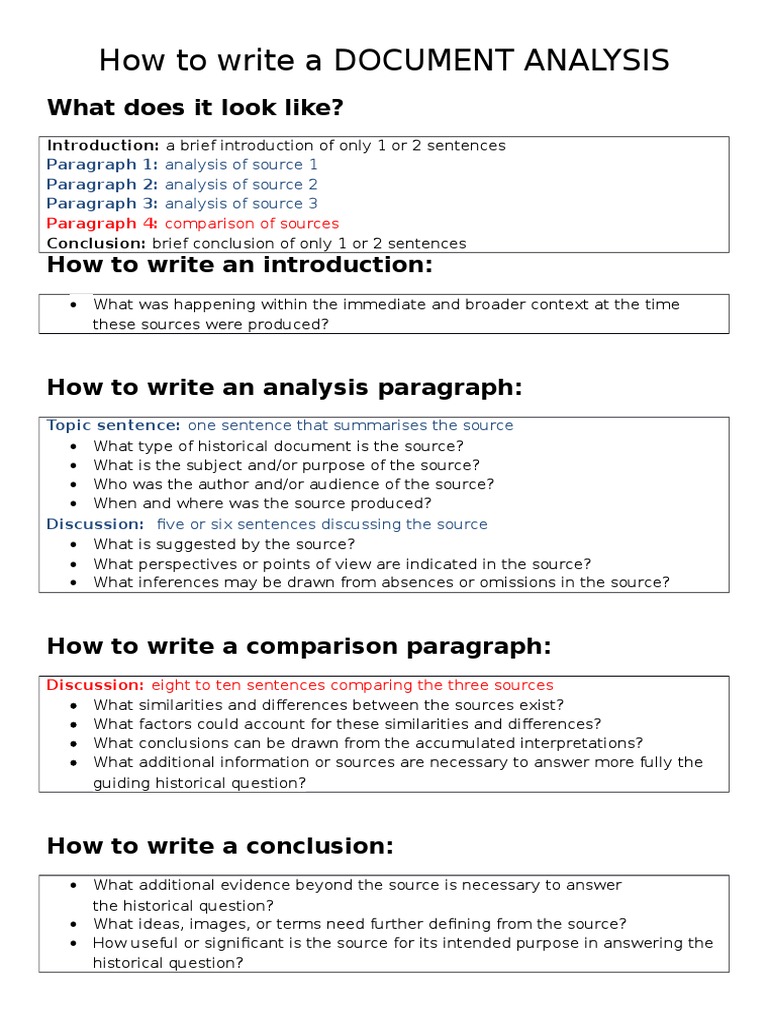 How To Write A Document Analysis  PDF