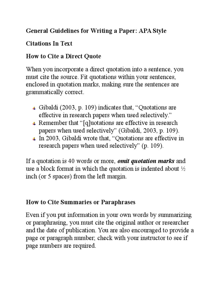 Citing Direct Quotes in APA Style | PDF | Digital Object Identifier ...