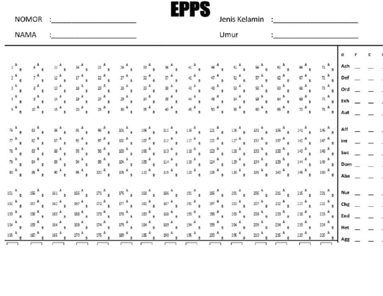 Lembar Jawaban Tes Epps Pdf Jawabanku Id