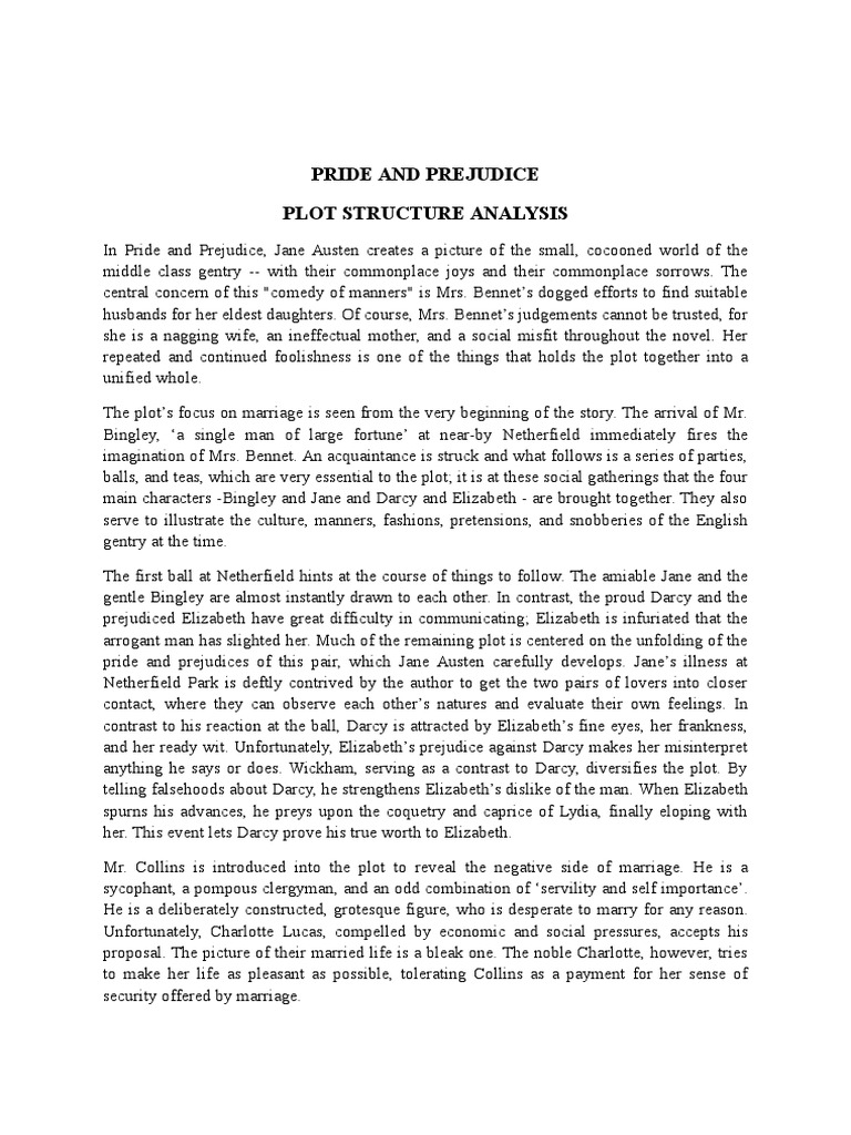 Pride and Prejudice Plot Structure Pride And Prejudice