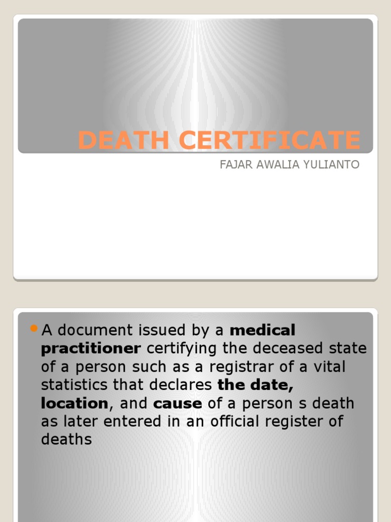 Death Certificate PDF Death Certificate Causes Of Death