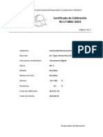 Certificado de Calibracion de Termómetro Digital