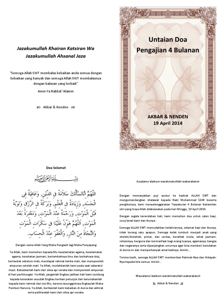 Untaian Doa Pengajian 4 Bulanan