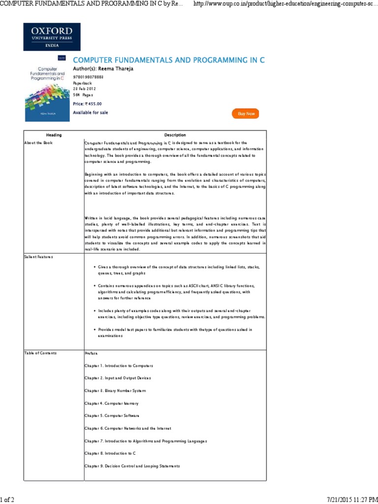 Computer Fundamentals and Programming in C by Reema Thareja | PDF | C ...