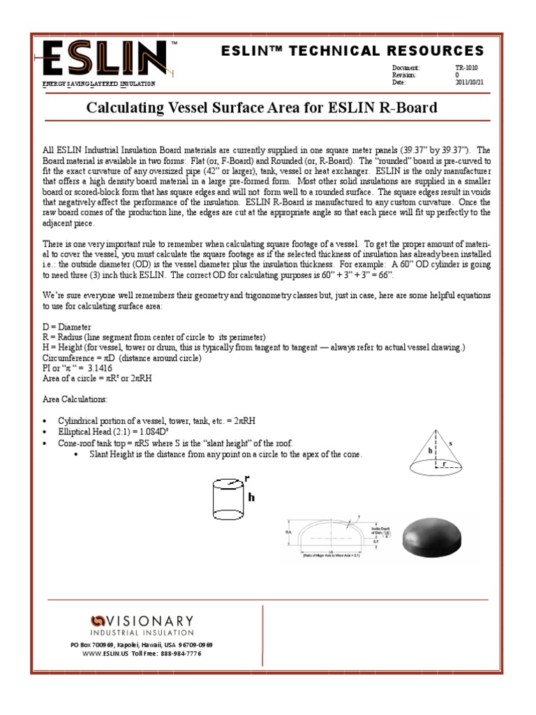 Calculating Vessel Surface Area | PDF
