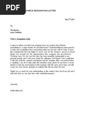Resignation Letter