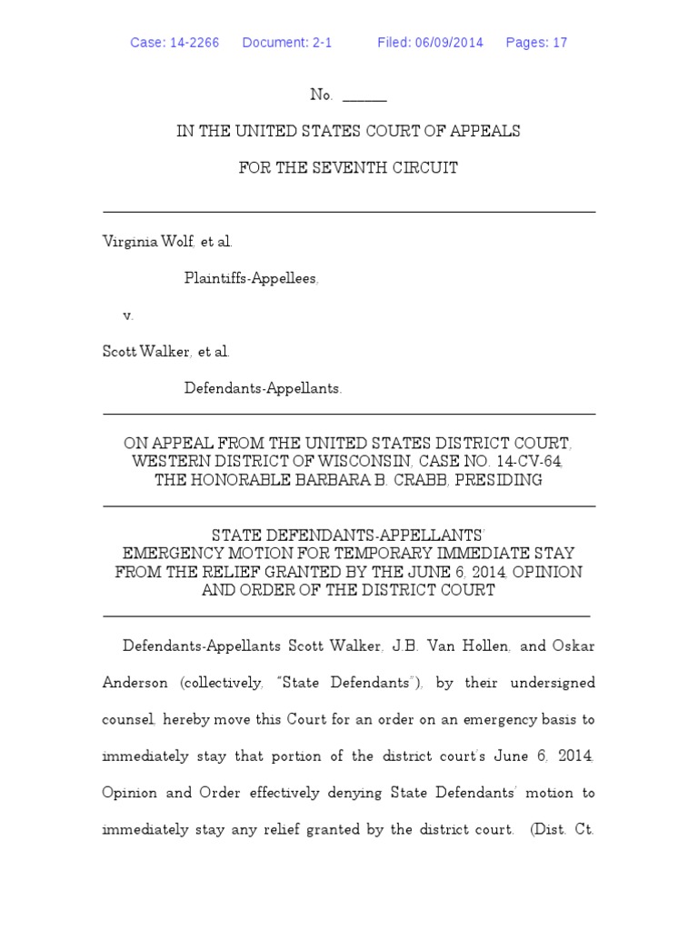 14 06 09 Appellants' ER Motion For Temp Stay From Relief | PDF ...