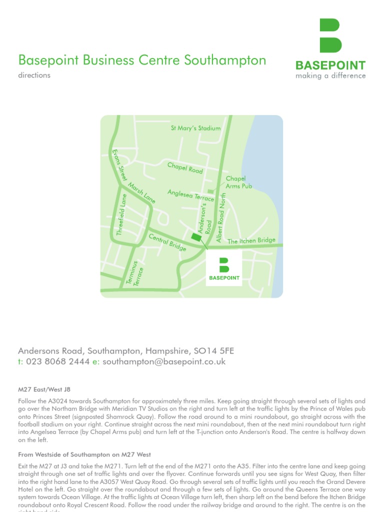 Directions to Basepoint Southampton | PDF | Home & Garden