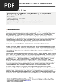 Corporate Venture Capital in The TwentyFirst Century An Integral Part of Firms Innovation Toolkit