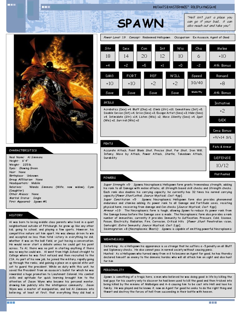 Mutants &amp; Masterminds Spawn | PDF | Leisure