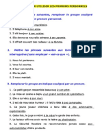 4° Exercices OL Pronoms Personnels