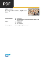 Demo Script Planning and Consolidation (MS) Overview Demo: General Information