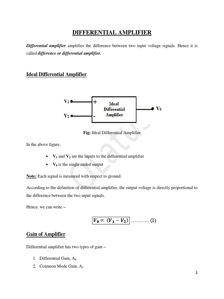 Differential Amplifier PDF Amplifier Electrical Impedance