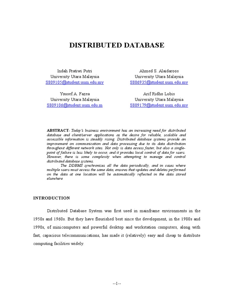 An Overview of Distributed Database Systems and Their Advantages for ...