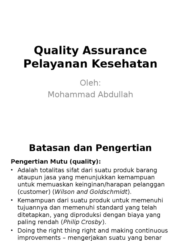 Quality Assurance