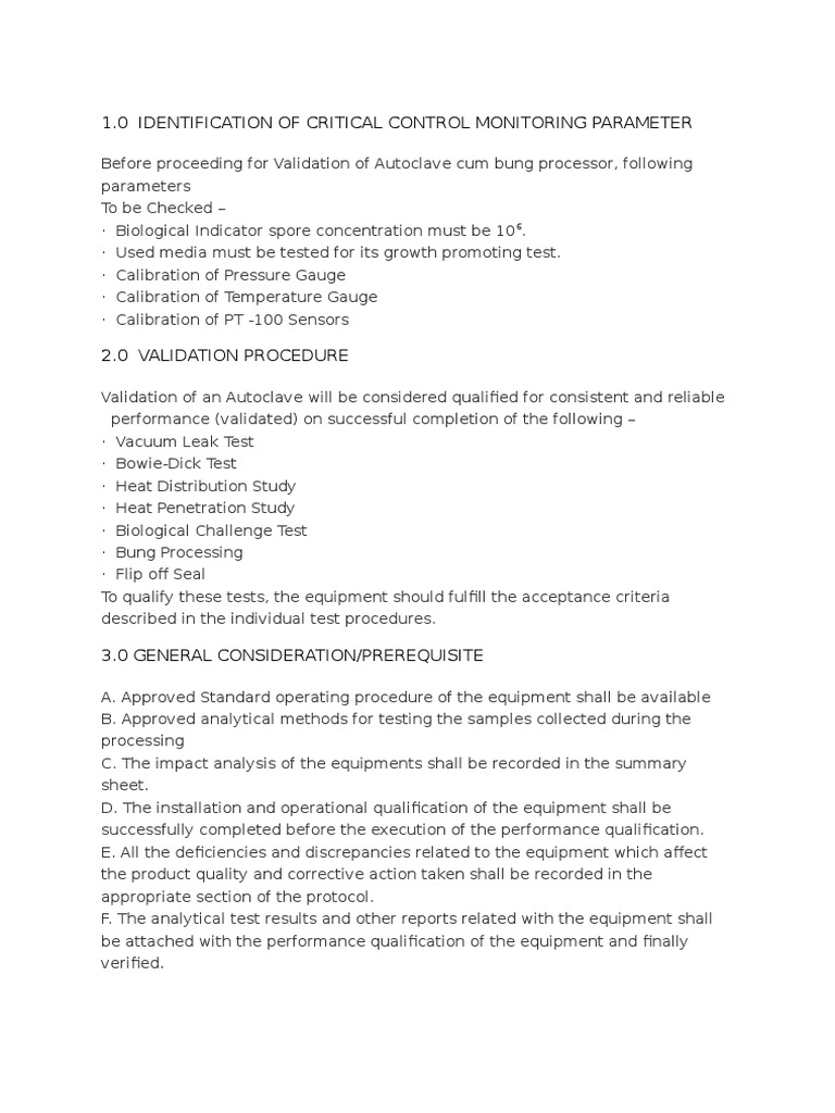 Performance Qualification of Autoclave Cum Bung Processor PDF
