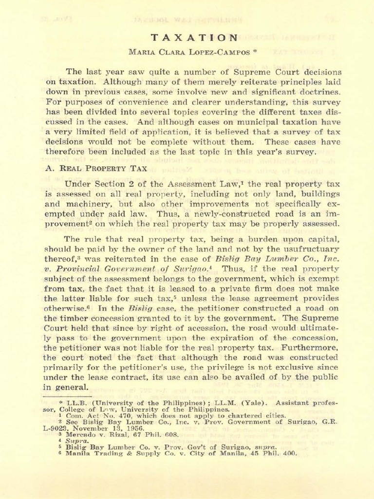 Law On Taxation | PDF | Estate Tax In The United States | Expense
