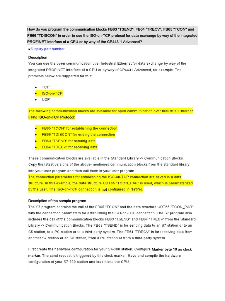ISO-on-TCP Programming for S7-300 | PDF | Integer (Computer Science ...