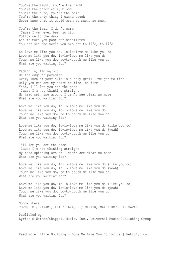 Ellie Goulding S Love Love Me Like You Do