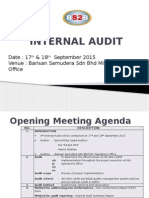 Internal Audit: Date: 17 & 18 September 2015 Venue: Barisan Samudera SDN BHD Miri Operations Office