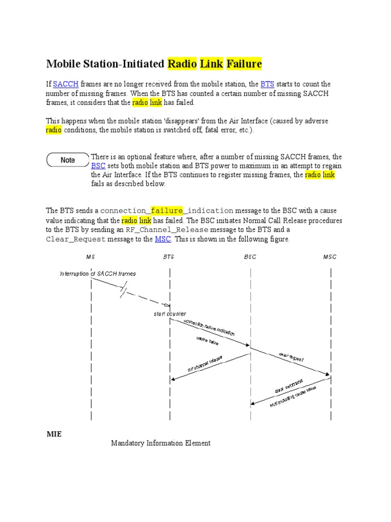 Mobile Station Radio Link Failure | PDF | Computers | Technology ...